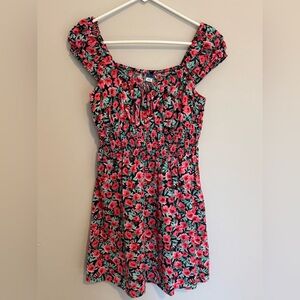 Old Navy Women’s Pink Floral Dress Size S Mini Short Milkmaid Coquette Summer